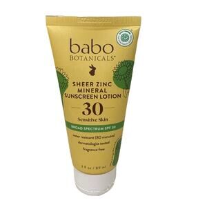 Babo Botanicals Sheer Zinc Mineral Sunscreen Lotion 3 oz SPF30